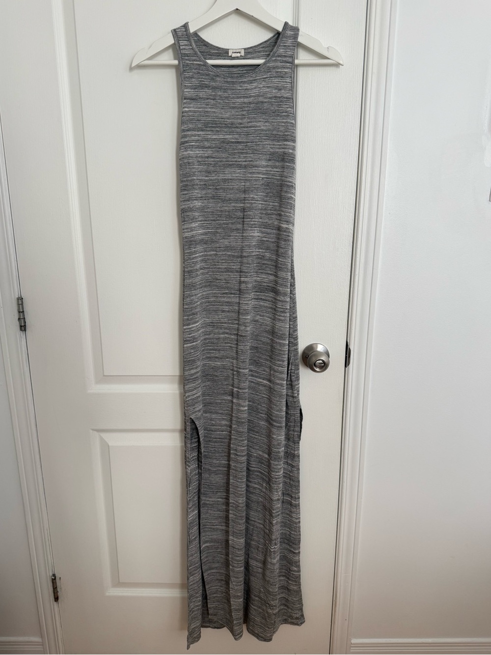 Garage Grey Heathered Maxi Dress with Side Slits – Size S